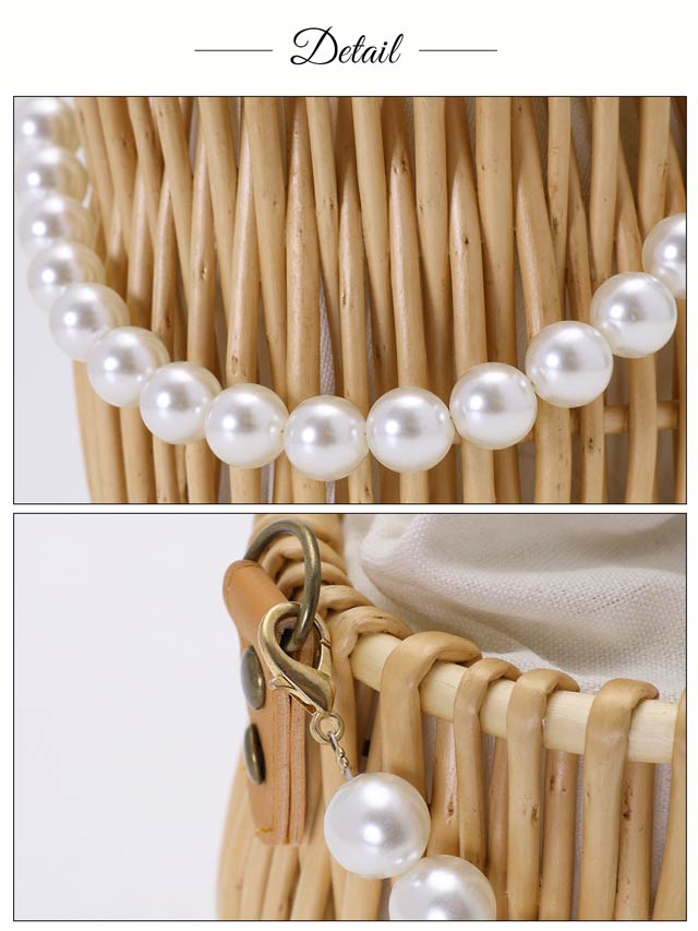 [単品] バケツ型巾着口パールハンドルかごバッグ【2025年再入荷/YUKATA by dazzy】