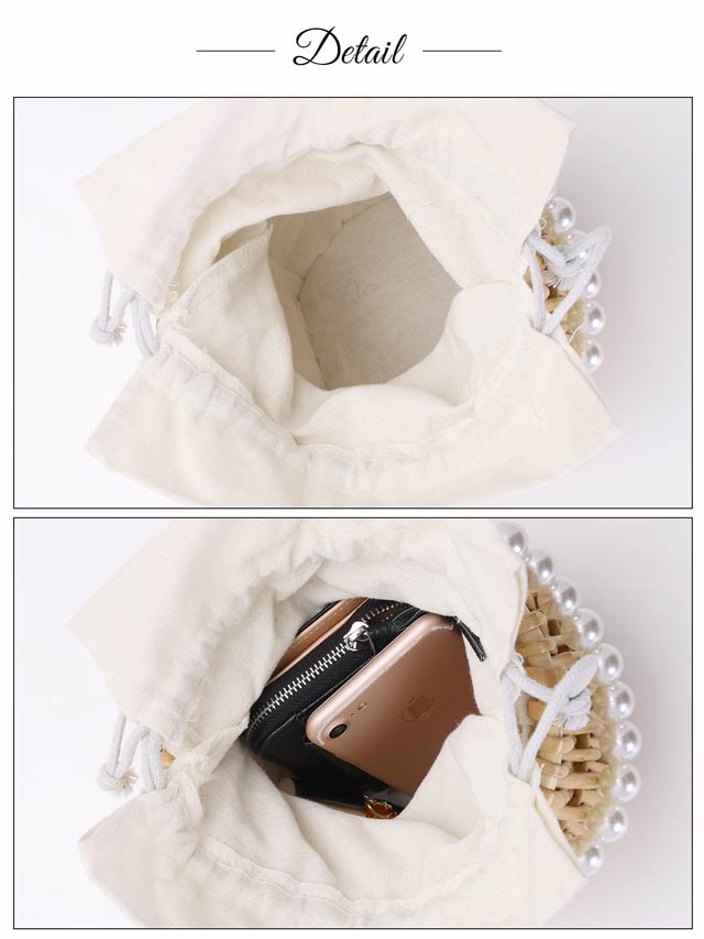 [単品] バケツ型巾着口パールハンドルかごバッグ【2025年再入荷/YUKATA by dazzy】