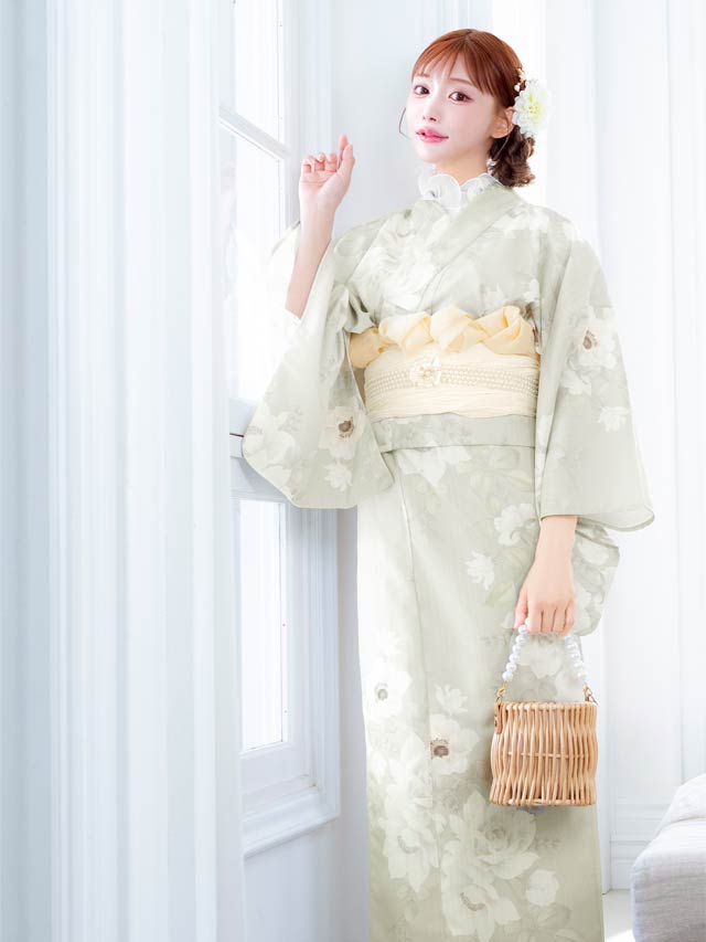 [単品] バケツ型巾着口パールハンドルかごバッグ【2025年再入荷/YUKATA by dazzy】
