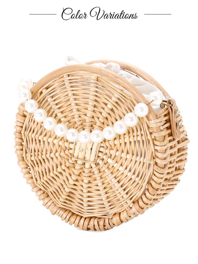 [単品] 丸型巾着口パールハンドルかごバッグ【2025年再入荷/YUKATA by dazzy】