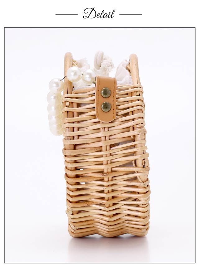 [単品] 丸型巾着口パールハンドルかごバッグ【2025年再入荷/YUKATA by dazzy】