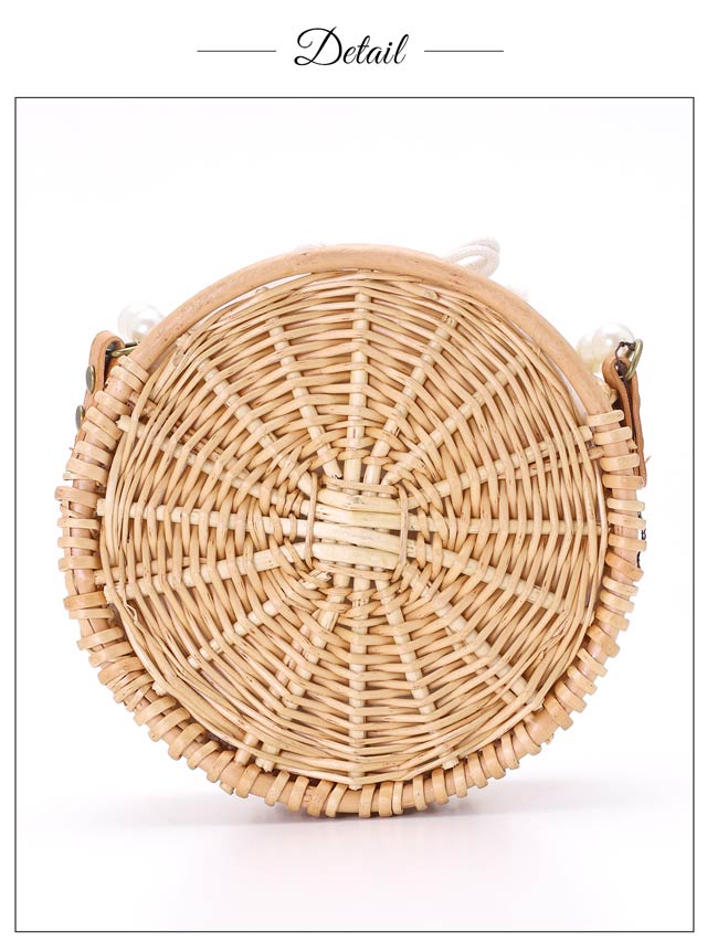 [単品] 丸型巾着口パールハンドルかごバッグ【2025年再入荷/YUKATA by dazzy】