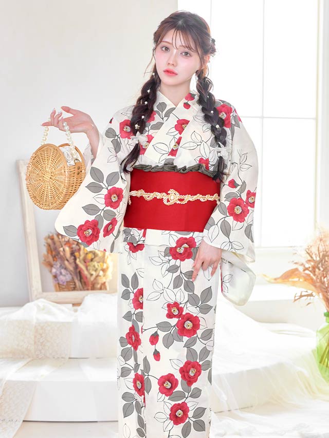 [単品] 丸型巾着口パールハンドルかごバッグ【2025年再入荷/YUKATA by dazzy】