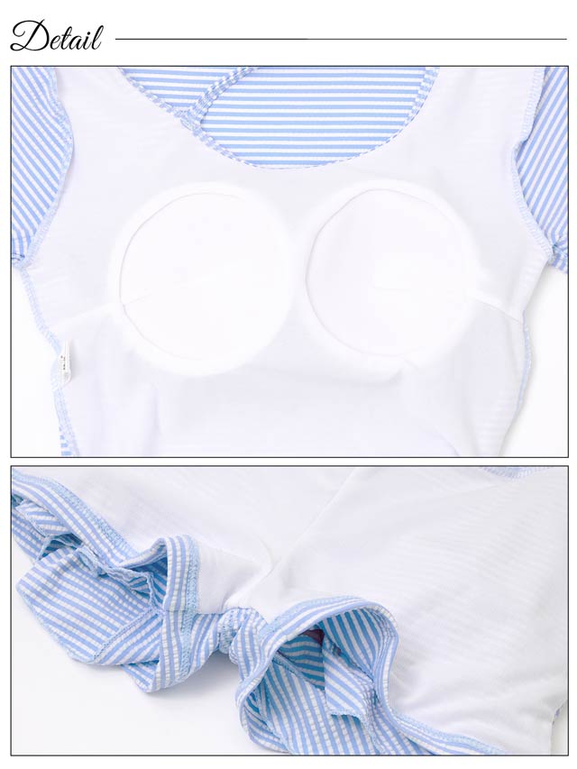 [2点SET]バックリボンボーダーフリルビキニ/水着【dazzy beach/2025ビキニ】