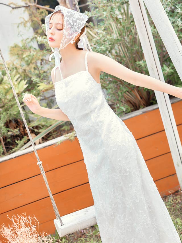 [ワンピース浴衣]花柄総レース浴衣[4点SET]【YUKATA by dazzy 2025】