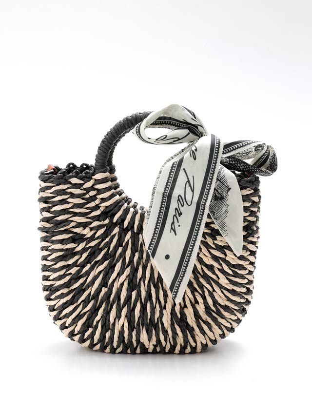 [単品]3wayスカーフ付きモノトーンかごバッグ【2025年新作/YUKATA by dazzy】