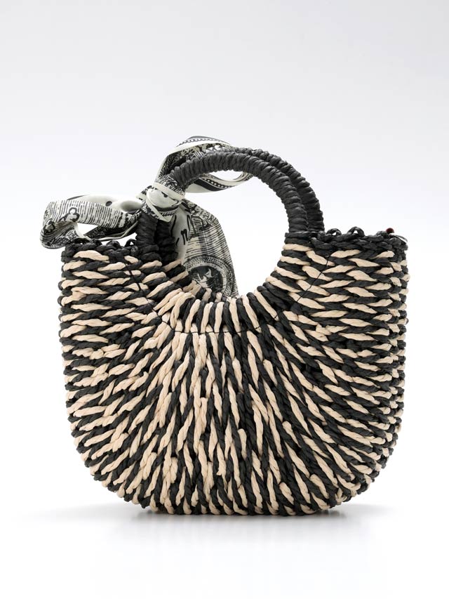 [単品]3wayスカーフ付きモノトーンかごバッグ【2025年新作/YUKATA by dazzy】