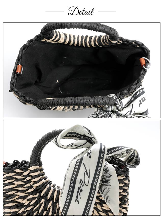 [単品]3wayスカーフ付きモノトーンかごバッグ【2025年新作/YUKATA by dazzy】