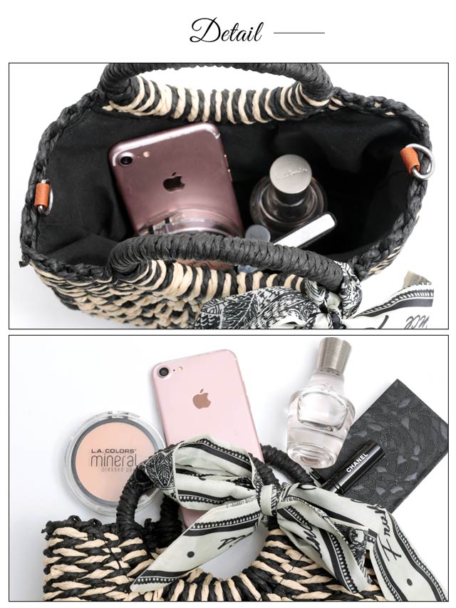 [単品]3wayスカーフ付きモノトーンかごバッグ【2025年新作/YUKATA by dazzy】