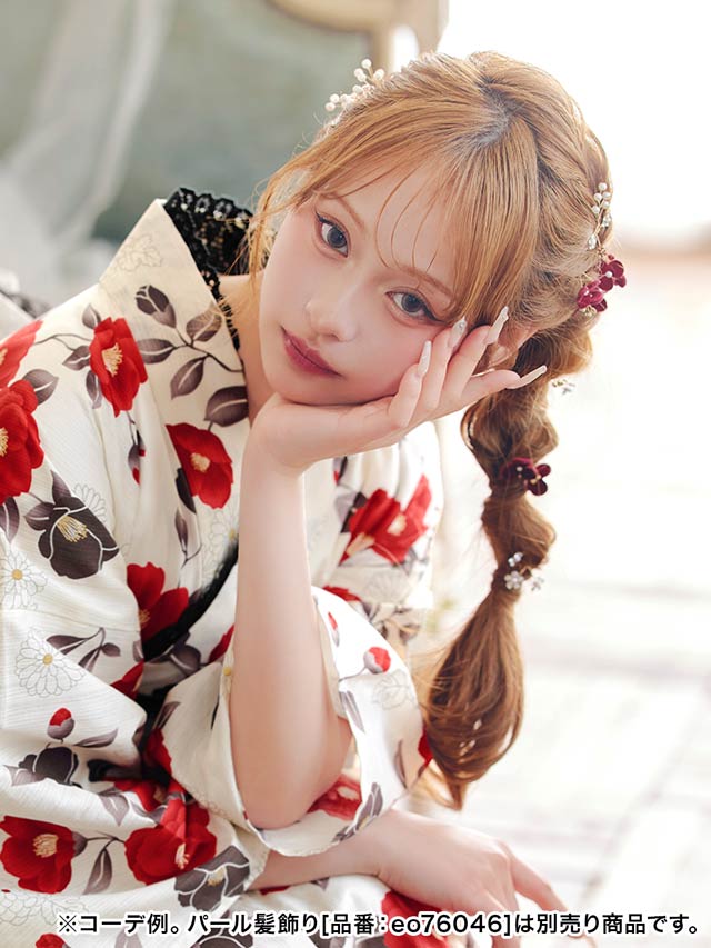 [3点SET]深紅小花ビジュー髪飾り【2025年新作/YUKATA by dazzy】
