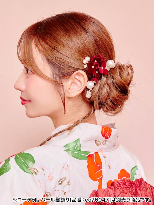 [3点SET]深紅小花ビジュー髪飾り【2025年新作/YUKATA by dazzy】