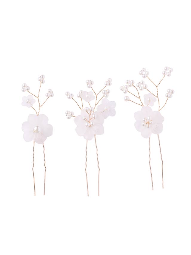 [3点SET]白花パールビジュー髪飾り【2025年新作/YUKATA by dazzy】