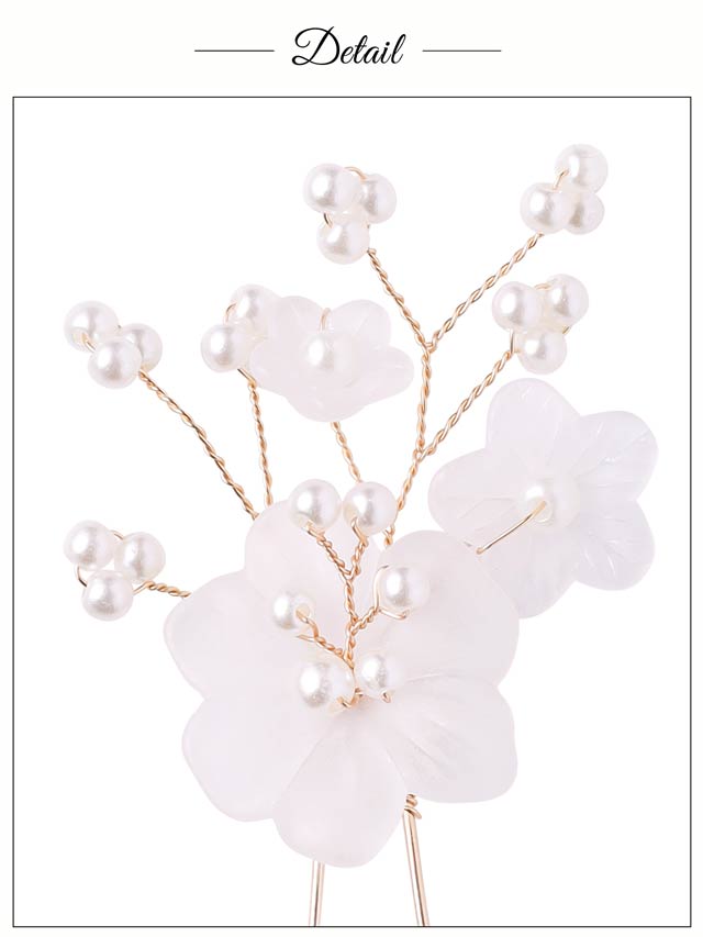 [3点SET]白花パールビジュー髪飾り【2025年新作/YUKATA by dazzy】