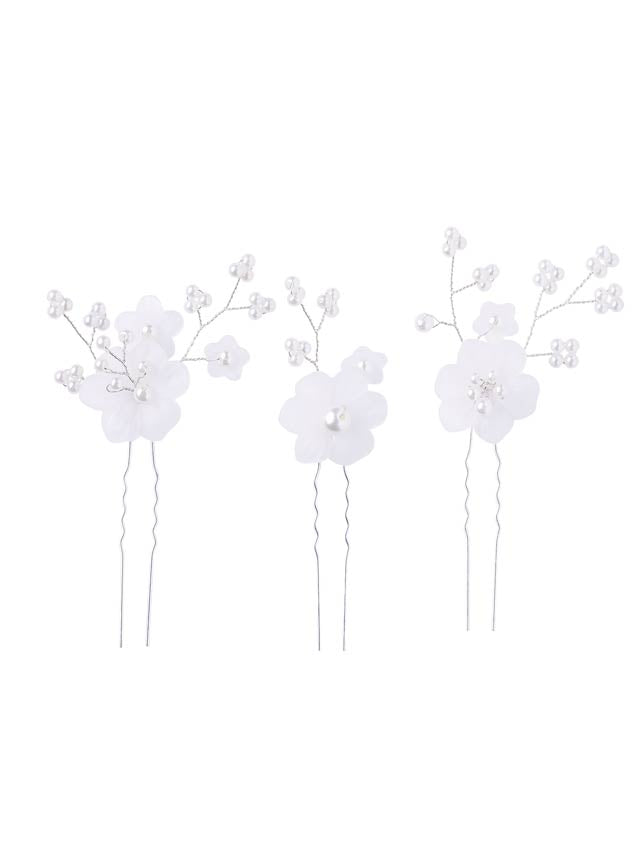 [3点SET]白花パールビジュー髪飾り【2025年新作/YUKATA by dazzy】