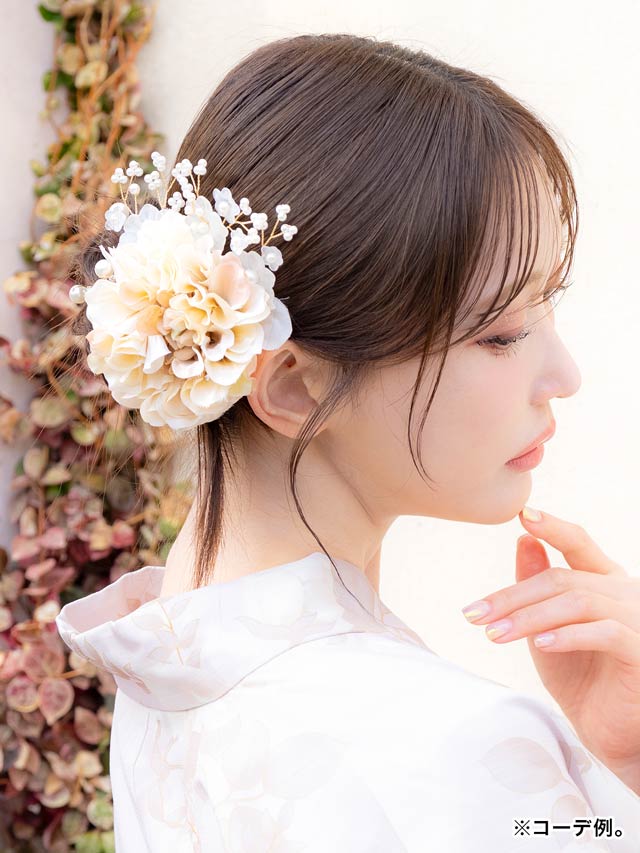 [3点SET]白花パールビジュー髪飾り【2025年新作/YUKATA by dazzy】