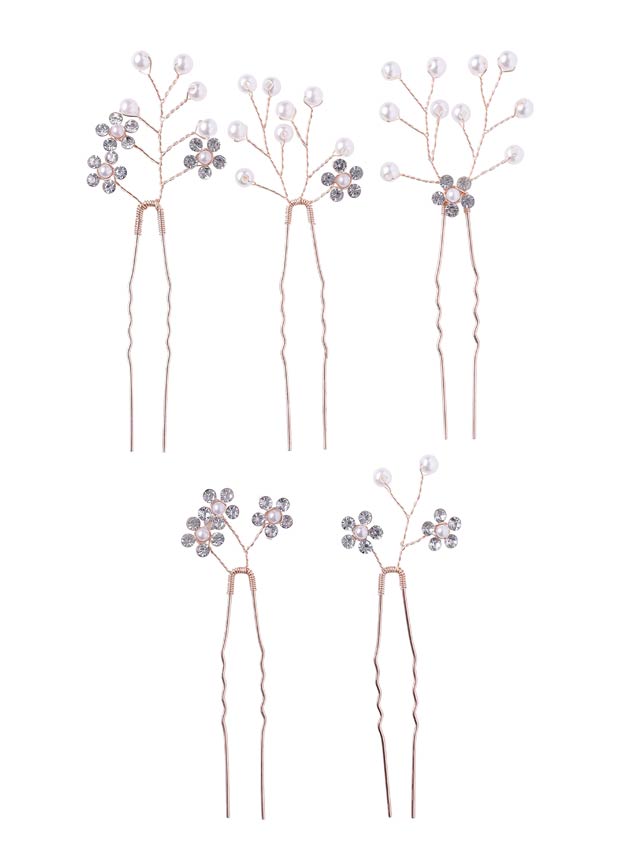 [5点SET]パールビジューフラワー髪飾り【2025年新作/YUKATA by dazzy】