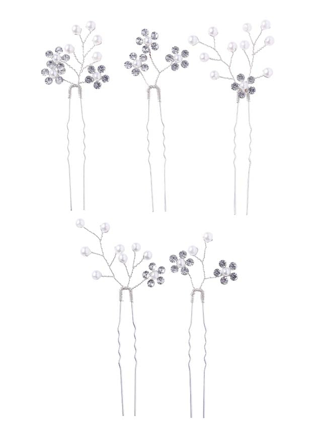 [5点SET]パールビジューフラワー髪飾り【2025年新作/YUKATA by dazzy】