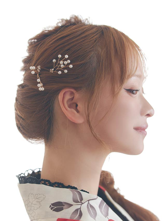 [5点SET]パールビジューフラワー髪飾り【2025年新作/YUKATA by dazzy】