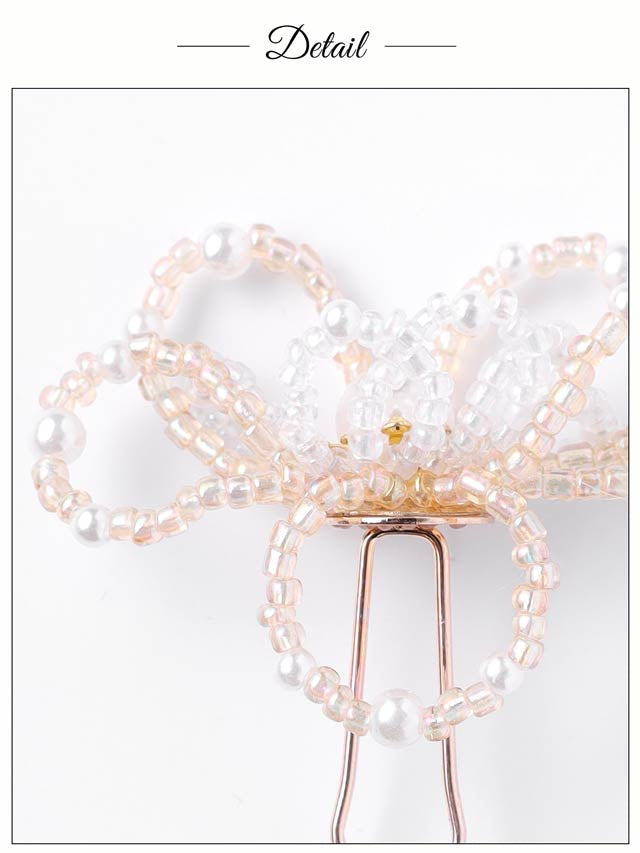 [4点SET]フラワー＆パールビーズ髪飾り【2025年新作/YUKATA by dazzy】