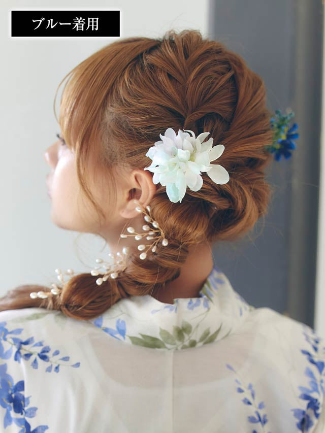 [4点SET]フラワーモチーフ×パール髪飾り【2025年新作/YUKATA by dazzy】