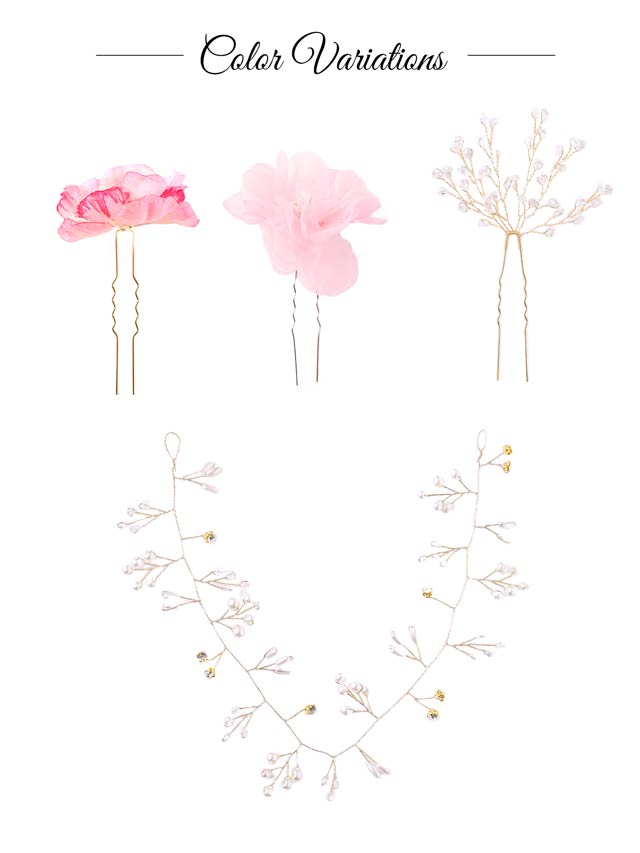 [4点SET]ニュアンスフラワー×パールビジュー髪飾り【2025年新作/YUKATA by dazzy】