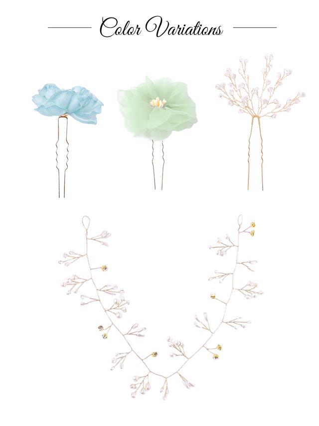 [4点SET]ニュアンスフラワー×パールビジュー髪飾り【2025年新作/YUKATA by dazzy】