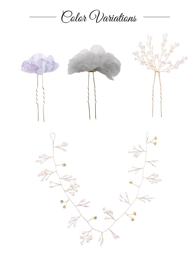 [4点SET]ニュアンスフラワー×パールビジュー髪飾り【2025年新作/YUKATA by dazzy】