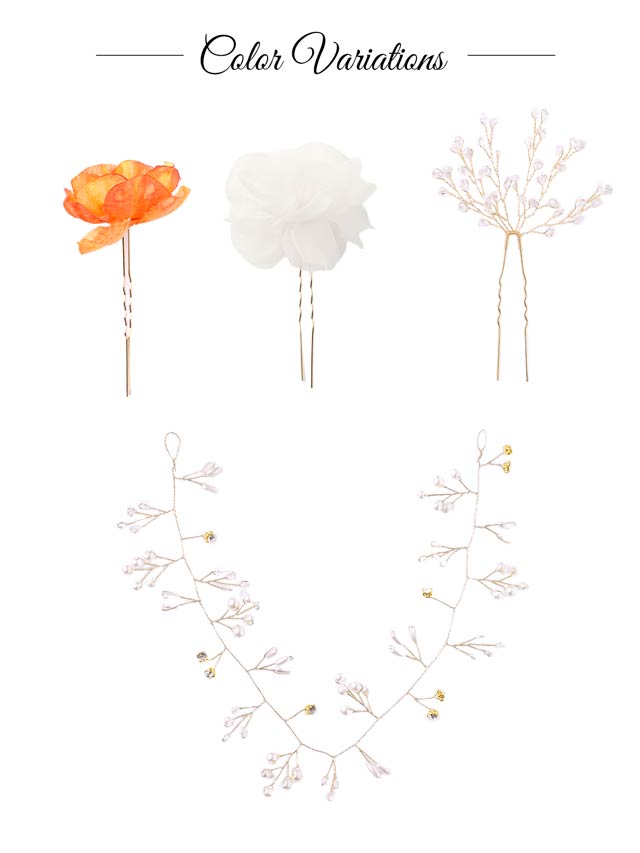 [4点SET]ニュアンスフラワー×パールビジュー髪飾り【2025年新作/YUKATA by dazzy】