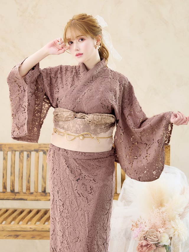 [2点SET]dazzyオリジナル花柄総レース浴衣【YUKATA by dazzy 2025】