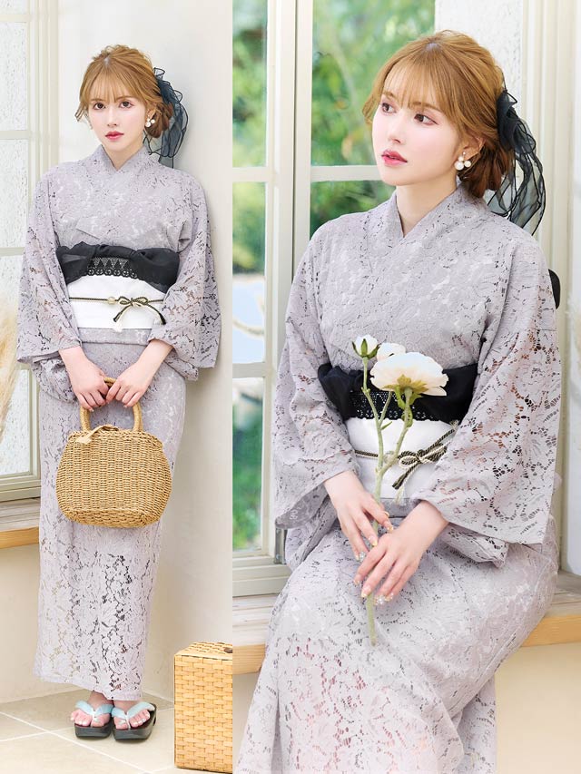 [2点SET]dazzyオリジナル花柄総レース浴衣【YUKATA by dazzy 2025】