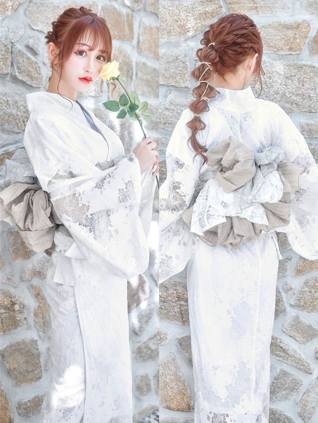 [3点SET]dazzyオリジナル配色透かしレース浴衣【YUKATA by dazzy 2025】