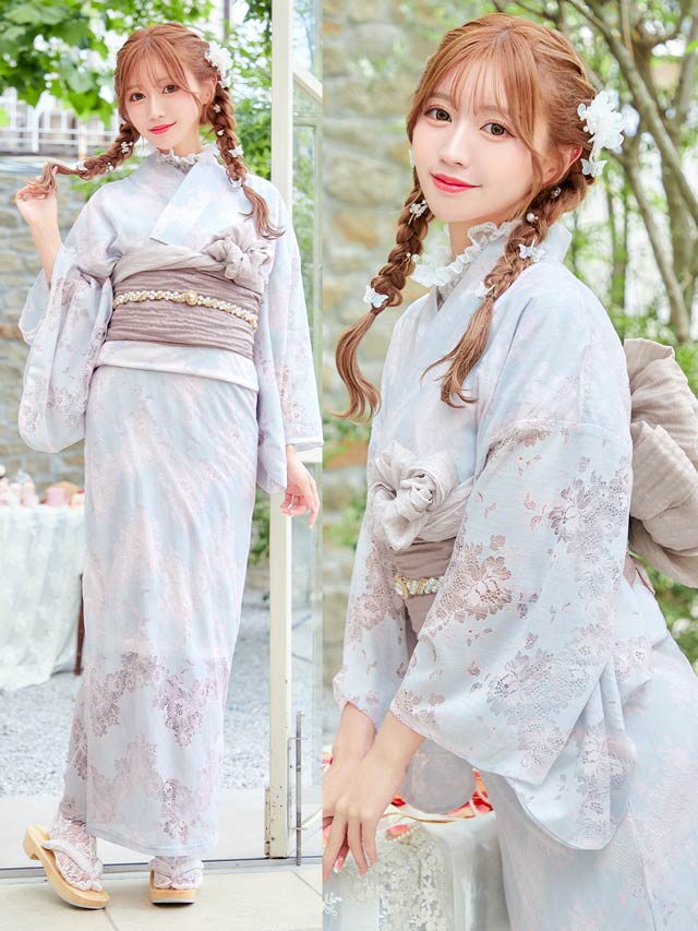 [3点SET]dazzyオリジナル配色透かしレース浴衣【YUKATA by dazzy 2025】