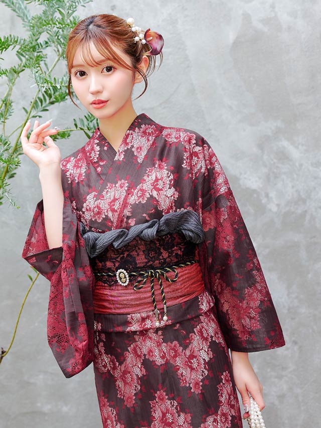 [3点SET]dazzyオリジナル配色透かしレース浴衣【YUKATA by dazzy 2025】