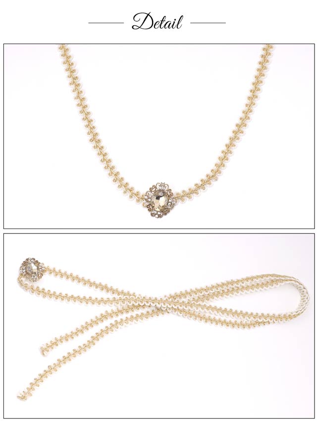 [単品]パールシルバーストーンビジュー付き飾り紐【YUKATA by dazzy 2025】