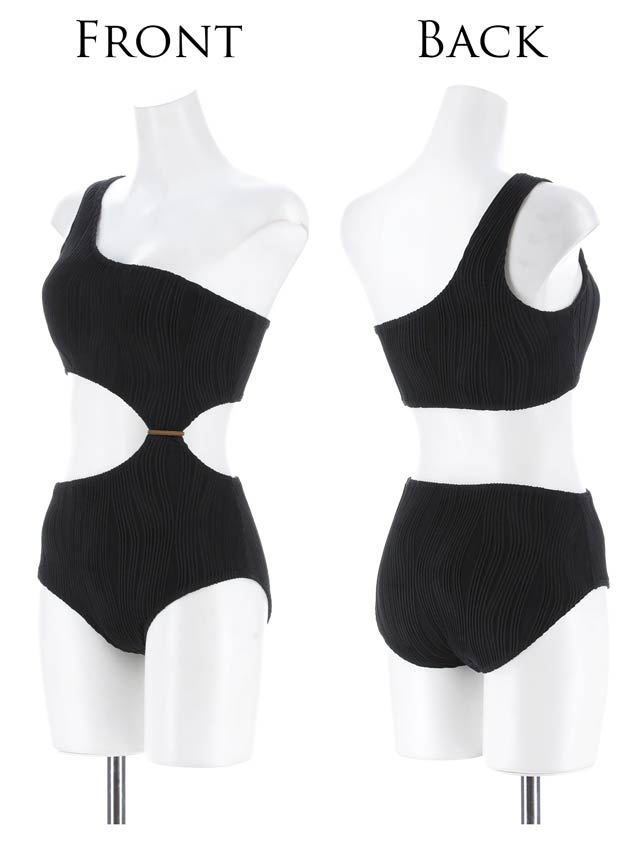 6/19新作!プリーツカットアウトワンショルダーワンピース/水着【dazzy beach/2025ビキニ】