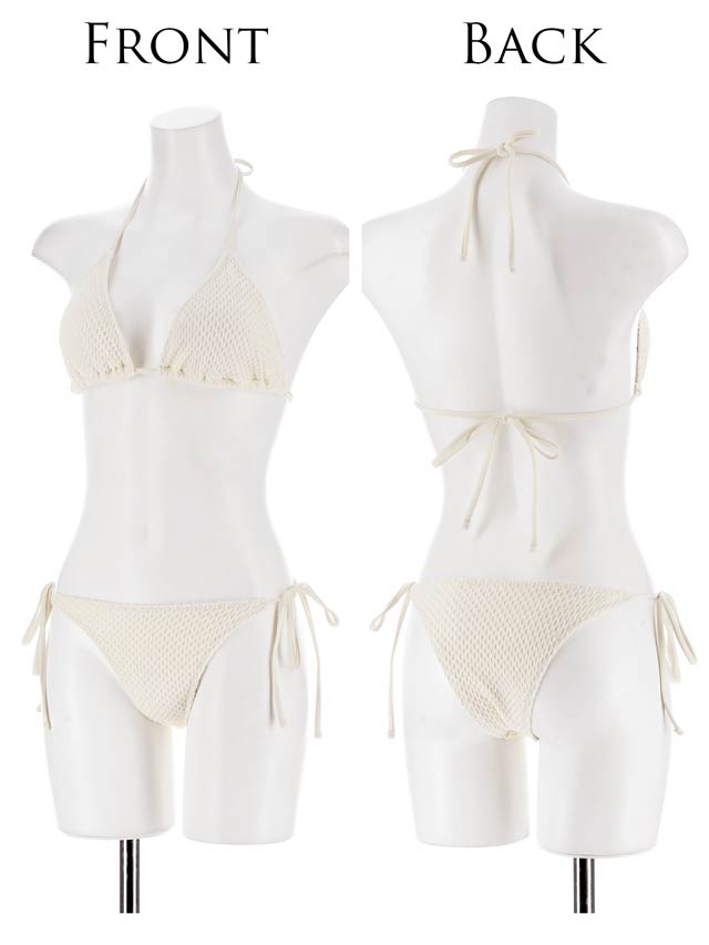 6/26UP[4点SET]シアーメッシュリボン長袖ビキニ/水着【dazzy beach/2025ビキニ】