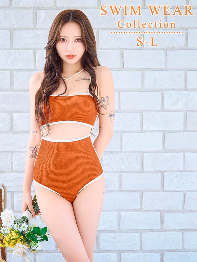 6/26UPパイピングカットバンドゥワンピース/水着【dazzy beach/2025ビキニ】