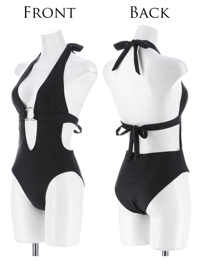 6/26UPフロントオープンバストビジューワンピース/水着【dazzy beach/2025ビキニ】