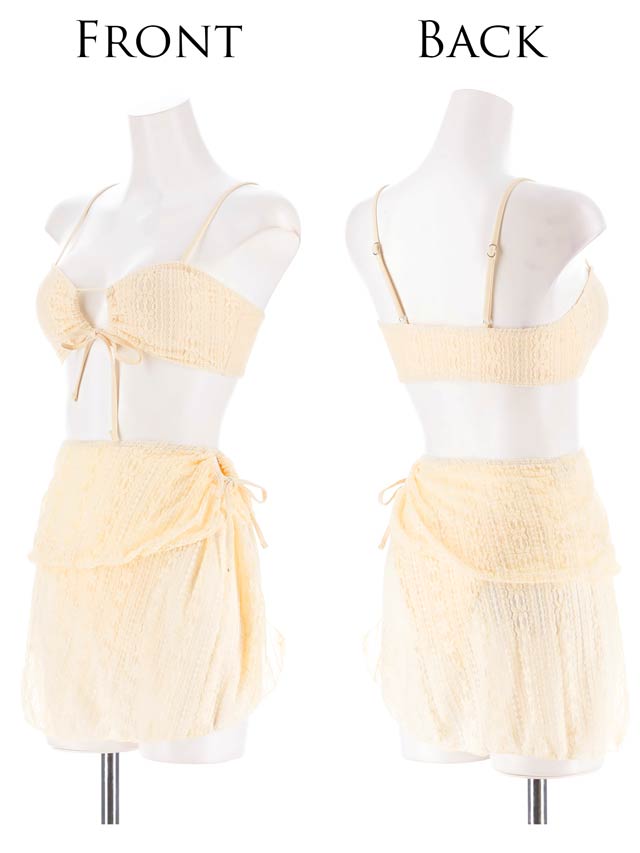 6/26UP[3点SET]フラワーレースバンドゥパレオビキニ/水着【dazzy beach/2025ビキニ】