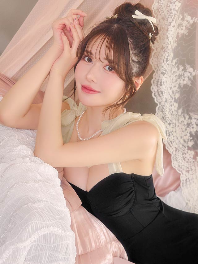 バイカラーリボンショルダーフレアワンピース/水着【dazzy beach/2025ビキニ】