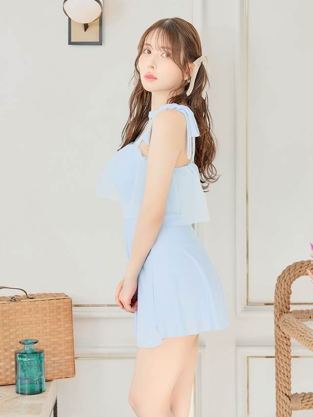 パステルシアーフレアリボンショルダーワンピース/水着【dazzy beach/2025ビキニ】