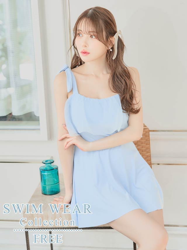 パステルシアーフレアリボンショルダーワンピース/水着【dazzy beach/2025ビキニ】