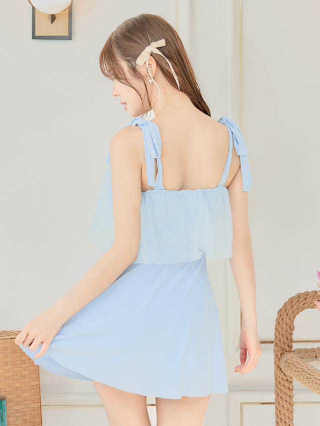 パステルシアーフレアリボンショルダーワンピース/水着【dazzy beach/2025ビキニ】