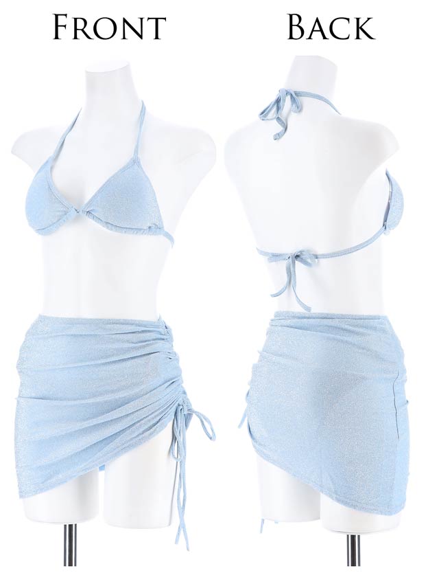 [3点SET]シャーリングパレオホルターネックビキニ/水着【dazzy beach/2025ビキニ】