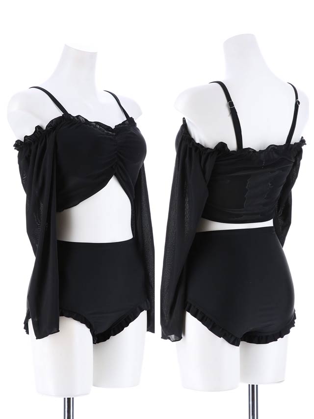 [3点SET]レイヤードフリルオフショル長袖2wayビキニ/水着【dazzy beach/2025ビキニ】