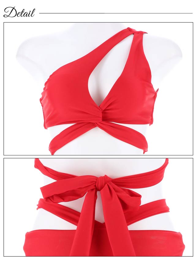 [2点SET]ワンショルダークロスバックリボンビキニ/水着【dazzy beach/2025ビキニ】