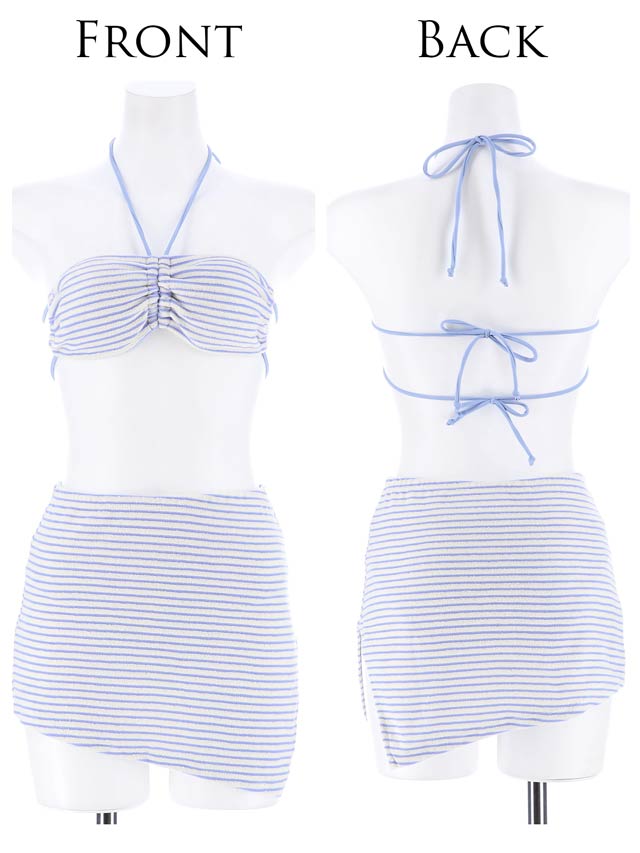 [3点SET]ホルターネック2wayボーダーバンドゥビキニ/水着【dazzy beach/2025ビキニ】