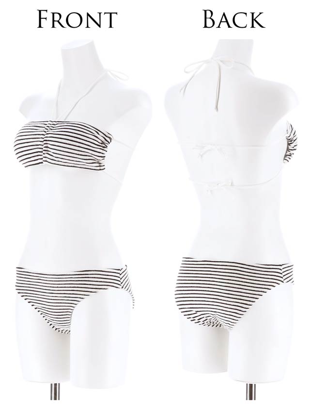 [3点SET]ホルターネック2wayボーダーバンドゥビキニ/水着【dazzy beach/2025ビキニ】