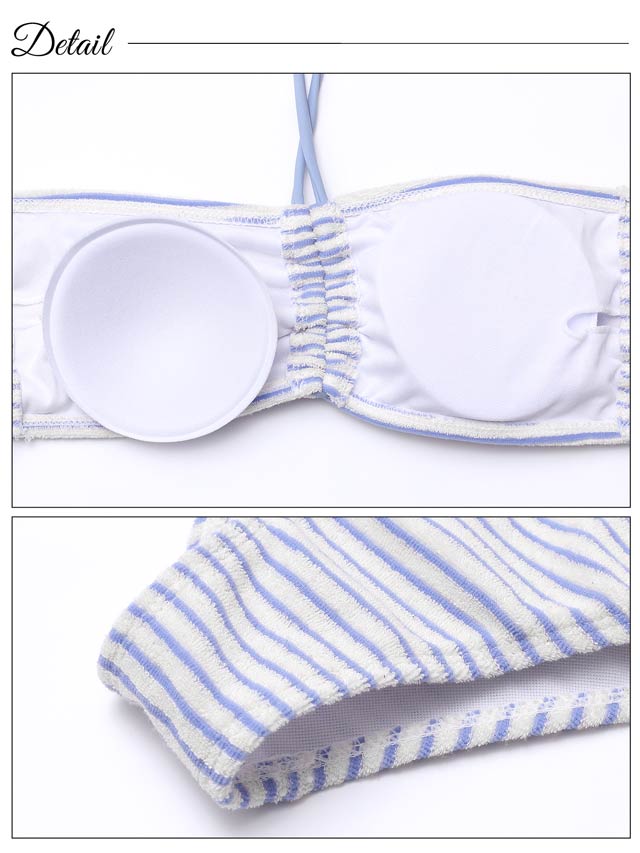 [3点SET]ホルターネック2wayボーダーバンドゥビキニ/水着【dazzy beach/2025ビキニ】