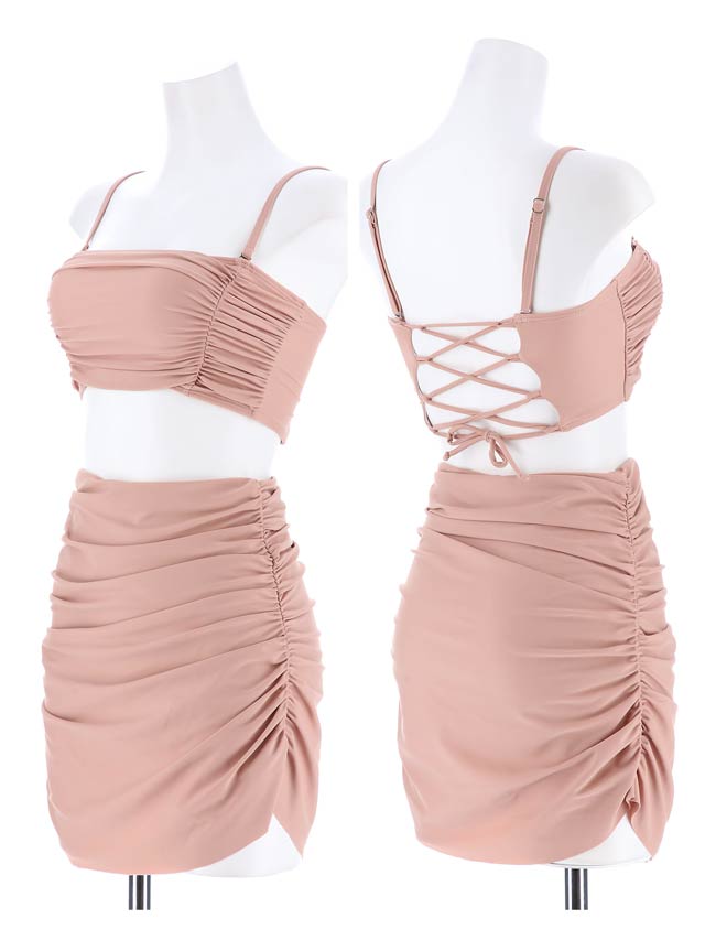 [2点SET]シャーリングバックレースアップビキニ/水着【dazzy beach/2025ビキニ】